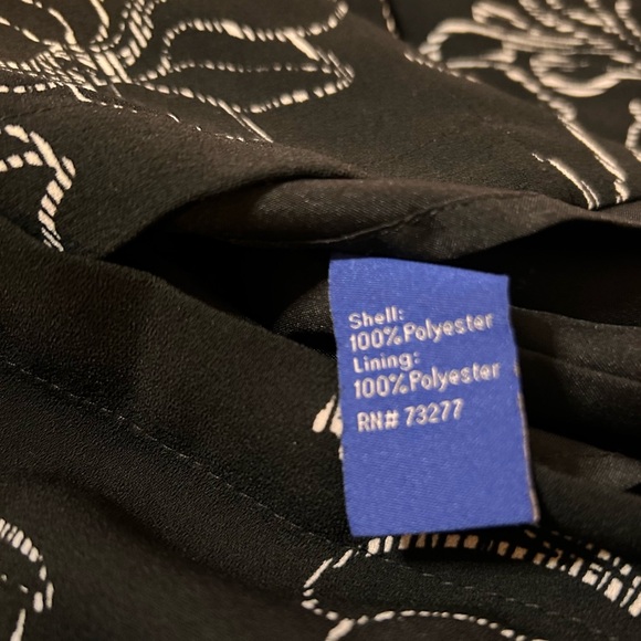 Apt. 9 Black & White Floral Pattern Button-Down Dress - Size XL - Picture 15 of 16